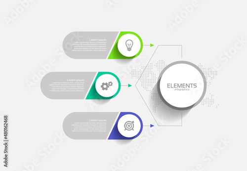 Elements infographic template circle colorful with 3 step