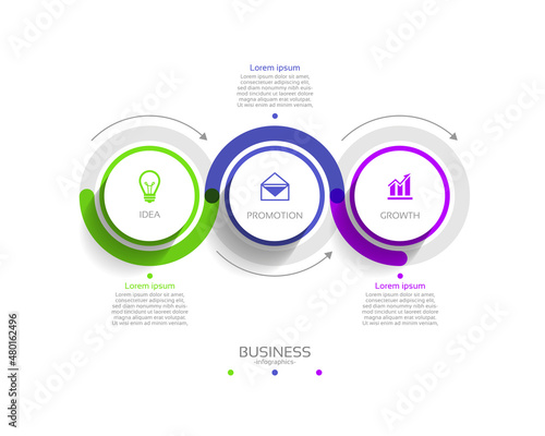 Business infographic template circle colorful with 3 step