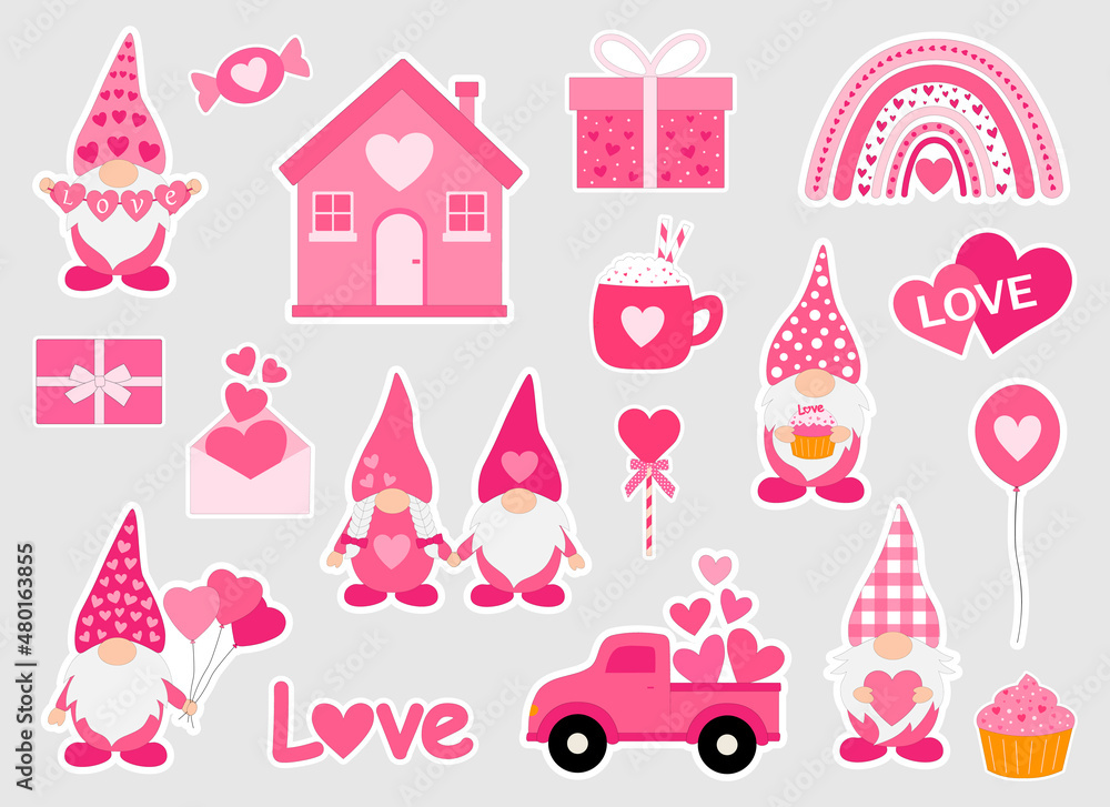 Valentine's day Gnomes stickers printable Valentine's day Gnomes stickers printable