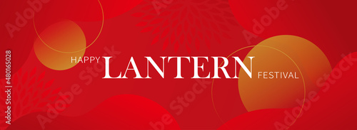 Happy lantern festival banner with lantern on red background. Vector illustration for posters, flyers, greeting cards, banner, invitation.