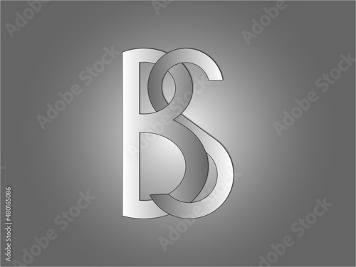 Projekt logo utworzone przez litery B i S utworzone w wyniku szeregu przekształceń figur geometrycznych.
