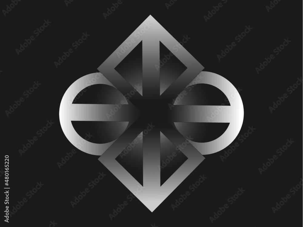 Symbol, będący projektem logo, uzyskany w wyniku przekształceń koła i kwadratu. - obrazy, fototapety, plakaty 