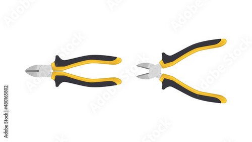 Realistic side cutters on white background. Vector illustration.