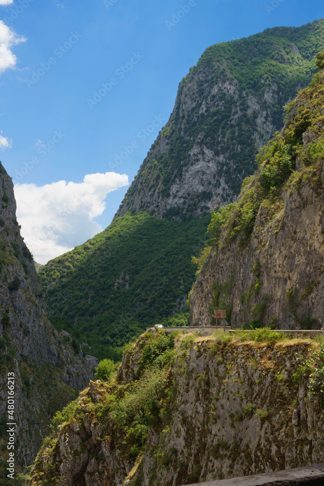 Road of Gole del Sagittario, famous canyon in Abruzzo