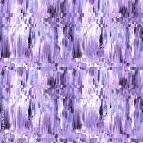 Psychedelic very peri abstract seamless pattern. Gouache violet brush stroke trendy repeat print. Blurred, striped design.