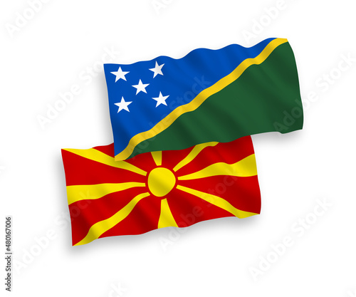 Flags of Solomon Islands and North Macedonia on a white background