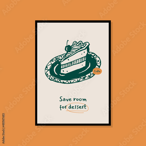 Minimalist hand drawn food poster for wall art collection