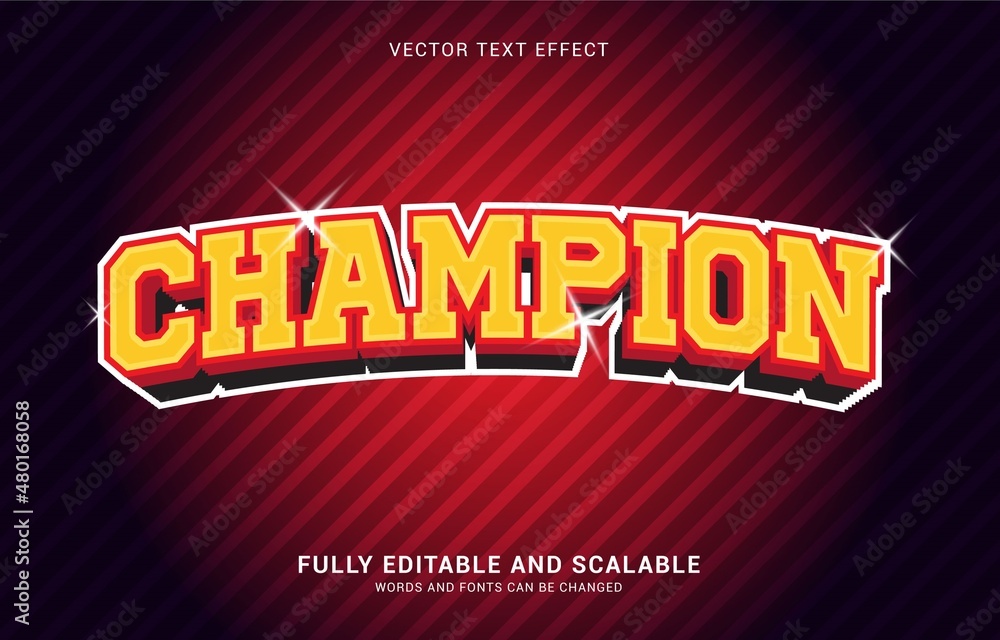 editable text effect, Champion style editable text effect, Champion style
