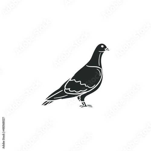 Pidgeon Icon Silhouette Illustration. Bird Dove Urban Vector Graphic Pictogram Symbol Clip Art. Doodle Sketch Black Sign. photo