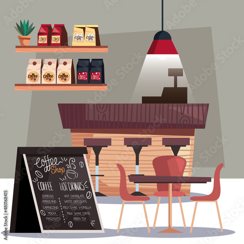 coffee shop with chalkboard