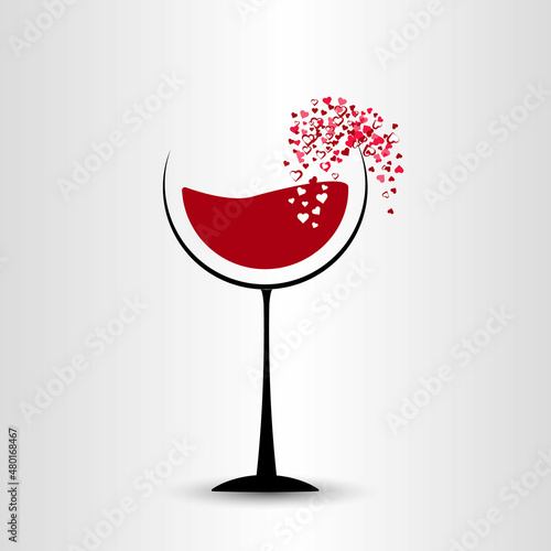 Glass with hearts. Can be used as invitation banner for valentine's day party.Vector illustration