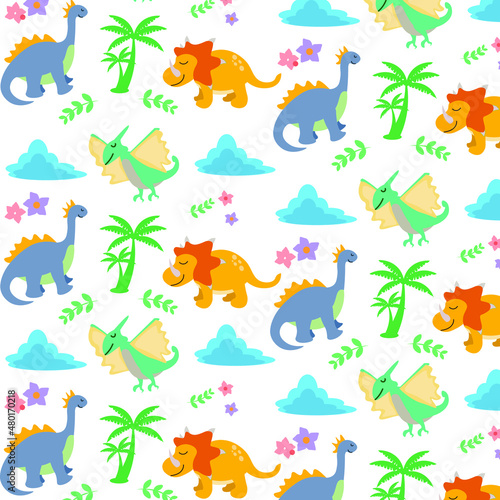 cute dinosaur vector seamless pattern wallpaper design