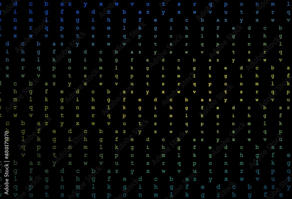 Dark blue, yellow vector texture with ABC characters. Dark blue, yellow vector texture with ABC characters.