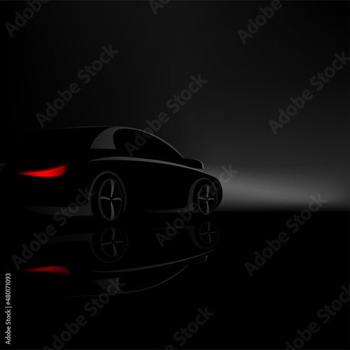 car silhouette advertising in dark