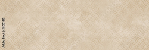 Beige ornament pattern with cement texture background