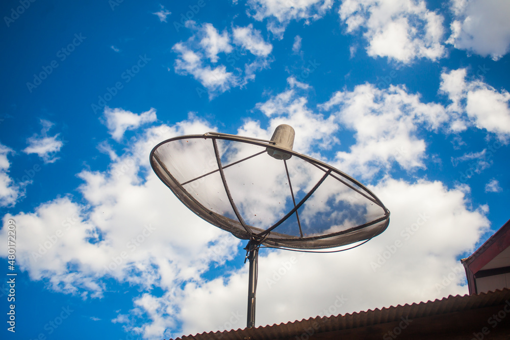 satellite dish on blue sky satellite dish on blue sky