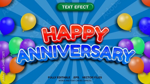 Editable text effects happy anniversary theme