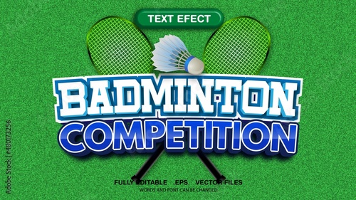 Editable text effects badminton theme