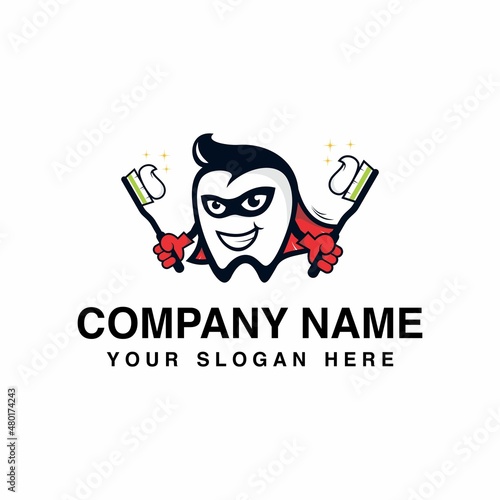 super hero dental mascot logo