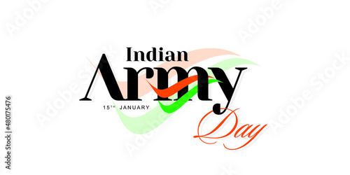 Beautiful Calligraphy of Indian Army Day, 15 January. Indian Army Day Wishing Banner Design. Editable Illustration.