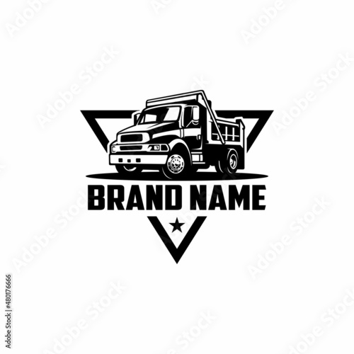 Dump truck company logo template. Ready made logo template set vector isolated