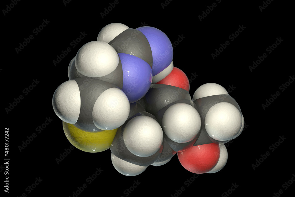 Imipenem antibiotic molecule, 3D illustration Imipenem antibiotic molecule, 3D illustration