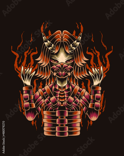 Artwork Illustration Demon With Fireproof Vest