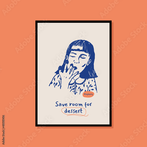 Minimalist hand drawn food poster for wall art collection