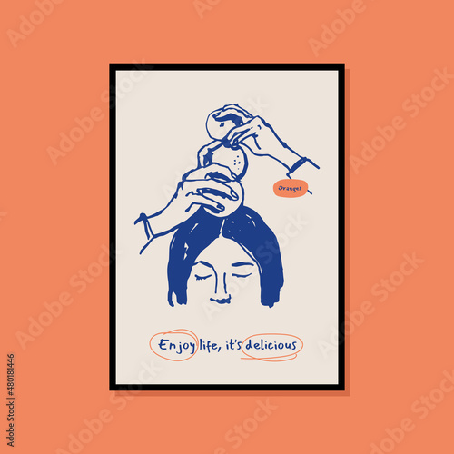 Minimalist hand drawn food poster for wall art collection