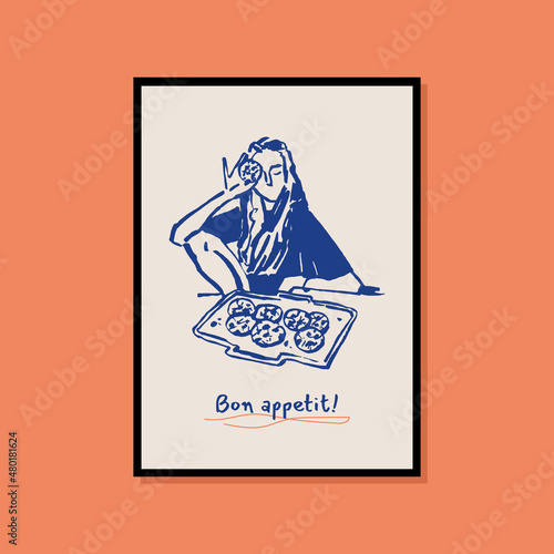 Minimalist hand drawn food poster for wall art collection