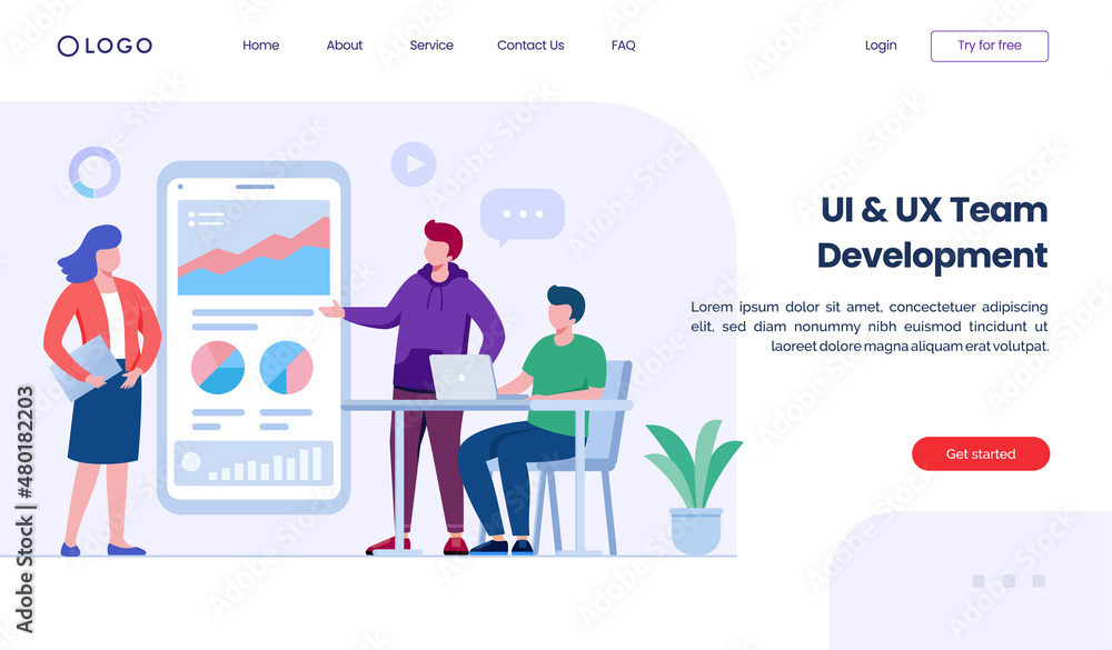 Web design, ui ux and programmer with computer, software development, flat illustration vector Web design, ui ux and programmer with computer, software development, flat illustration vector