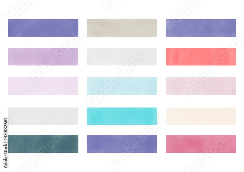 Watercolor palette with the best color combinations for Very Peri. Vector eps 10. Stains of Watercolor paints for design. All shades of purple.