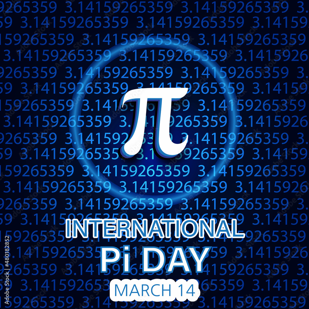 Pi day, International pie day 14 march. blue gradient color combination of vector art illustration - obrazy, fototapety, plakaty 