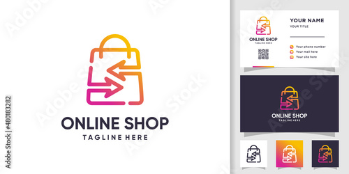 Online shop logo design with modern concept idea