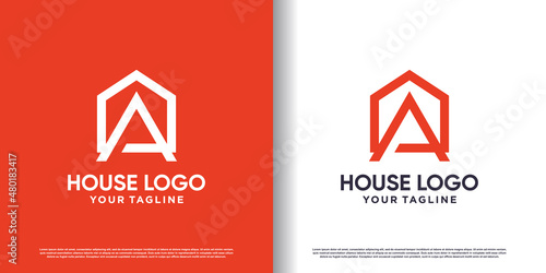 House logo design with letter A concept idea