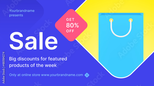 Sale online shopping internet purchase order on website landing page promo banner 3d icon vector