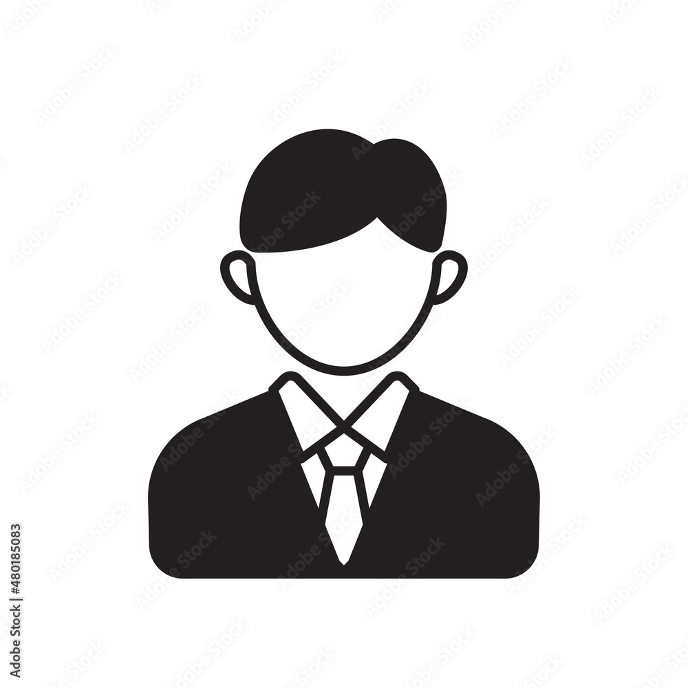 Simple male vector illustration isolated on white background. Employee icon in black design