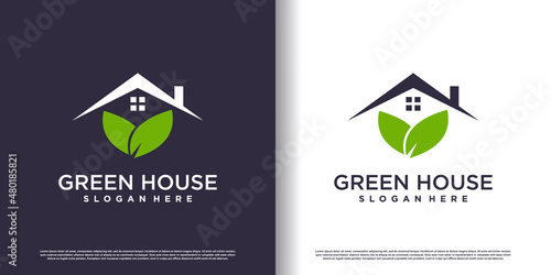 Green house logo design template Premium Vector
