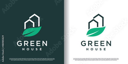 Green house logo design template Premium Vector