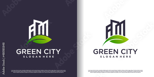 Green house logo design template Premium Vector