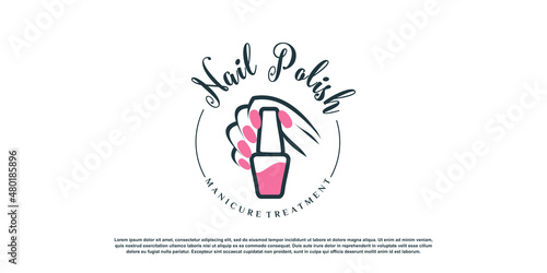 Nail beauty logo design template Premium Vector