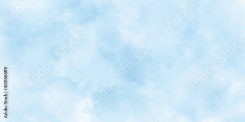 Abstract blue watercolor background for your design, watercolor background concept, vector. Watercolor illustration of sky with cloud.