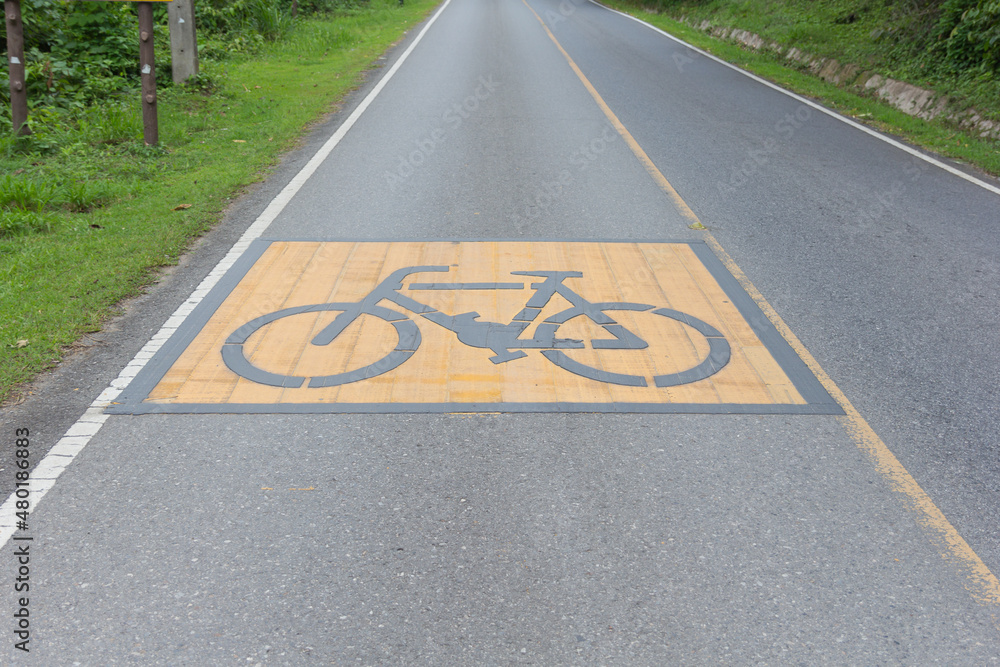 Fototapeta premium bicycle sign path on the road