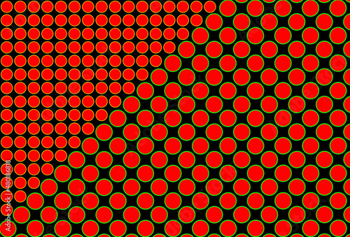 Illustration, Big red dot and small red dot graphic pattern background.