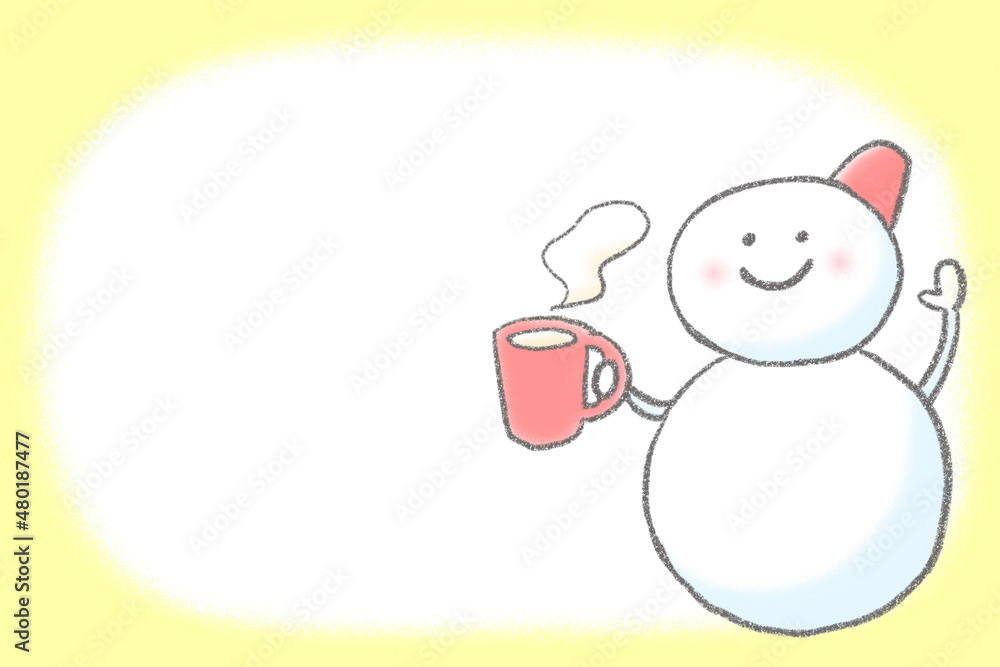 Snowman smiling and drinking Snowman smiling and drinking