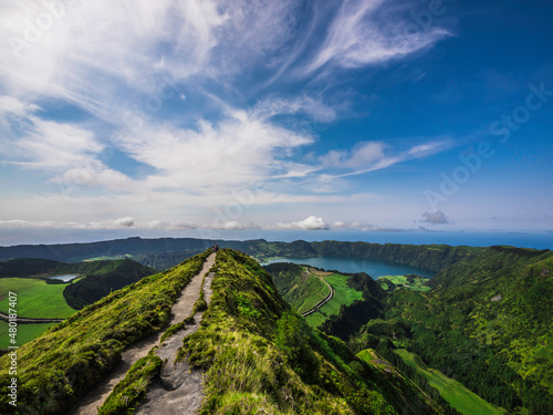 Obraz na płótnie beautiful landscape of Sete Cidades lake on Sao Miguel Island Azores island w salonie