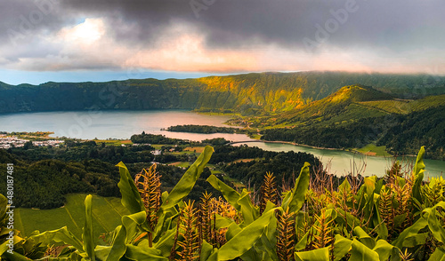 Obraz na płótnie beautiful landscape of Sete Cidades lake on Sao Miguel Island Azores island w salonie