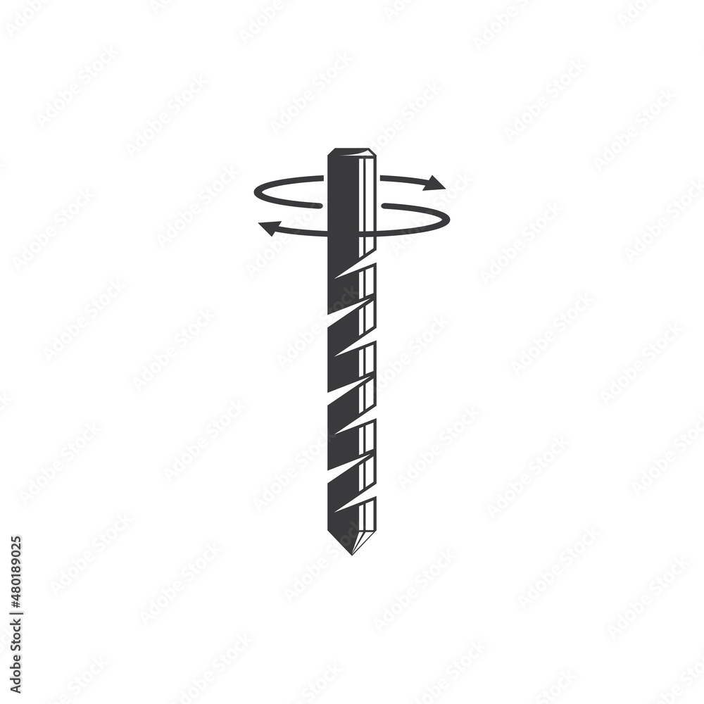 rotating drill bit icon vector illustration concept design