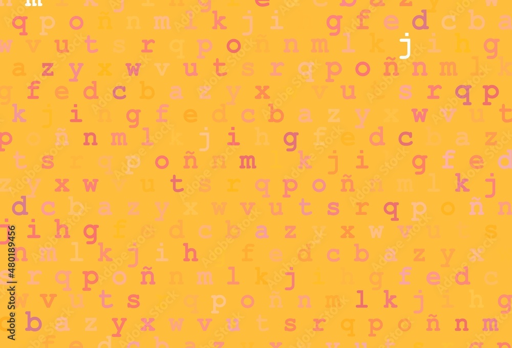 Light yellow, orange vector texture with ABC characters.