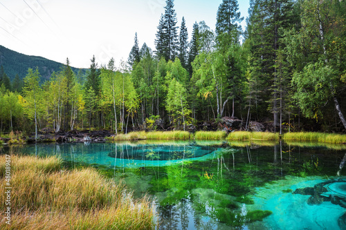 Geyser Lake - a landmark of the Altai Mountains
